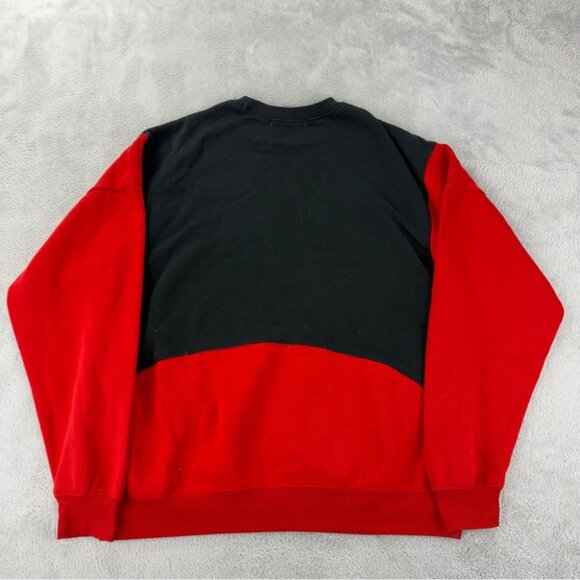 Nike Rework Men's Size Large Red/Black Fleece Lined Crewneck Long Sleeve Sweater - Picture 5 of 8